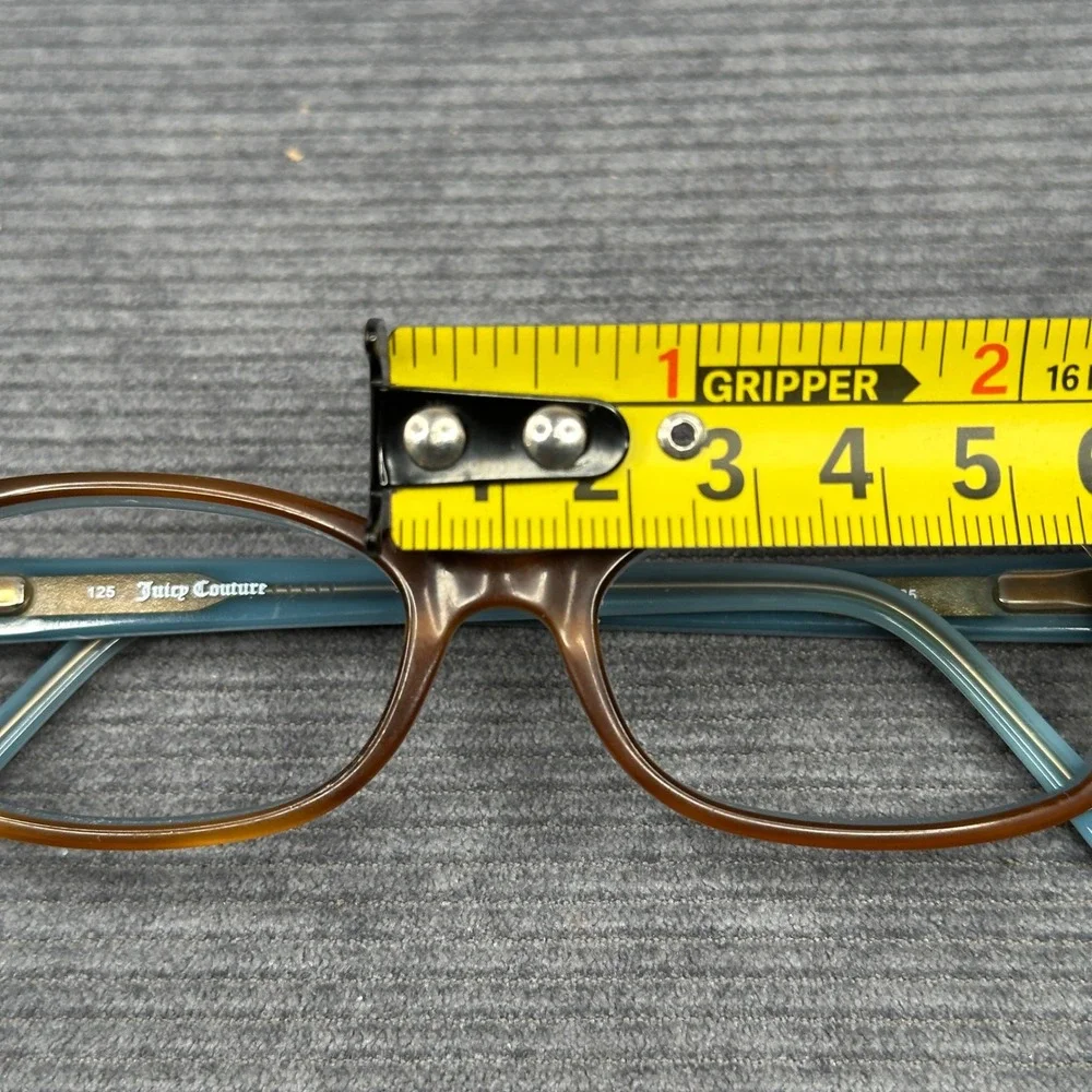 Juicy Couture JU 902 Y2K Eyeglasses Brown Blue Tortoise Shell Gold Charm Temples